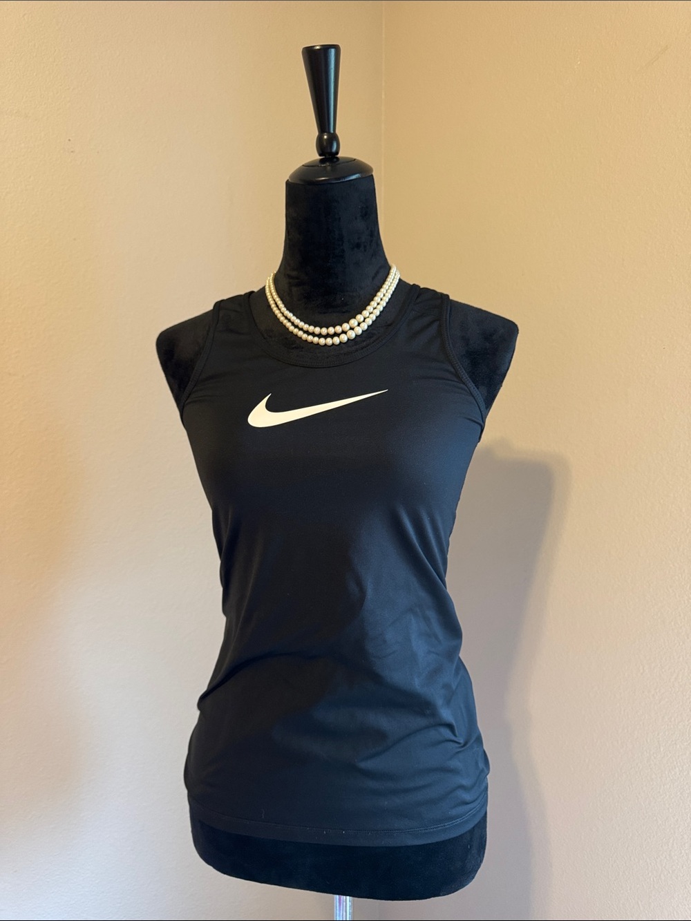 Nike Black Women's Athletic Tank with White Swoosh